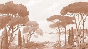 Papel pintado paseo por los arroyos terracota