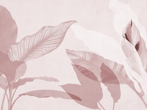 Papel pintado con motivos vegetales modernos en color burdeos
