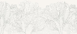 Papel pintado panorámico gris y blanco vals de flores