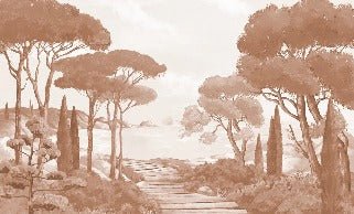 Papel pintado «Paseo por las calas» terracota