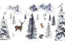 Papier peint enfant animaux dans la neige, XXL, tendance
