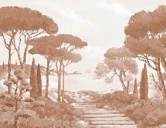 Papel pintado paseo por los arroyos terracota