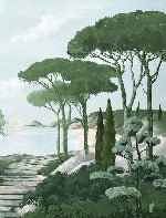 Camina por los arroyos de papel pintado de verde