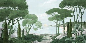 Camina por los arroyos de papel pintado de verde