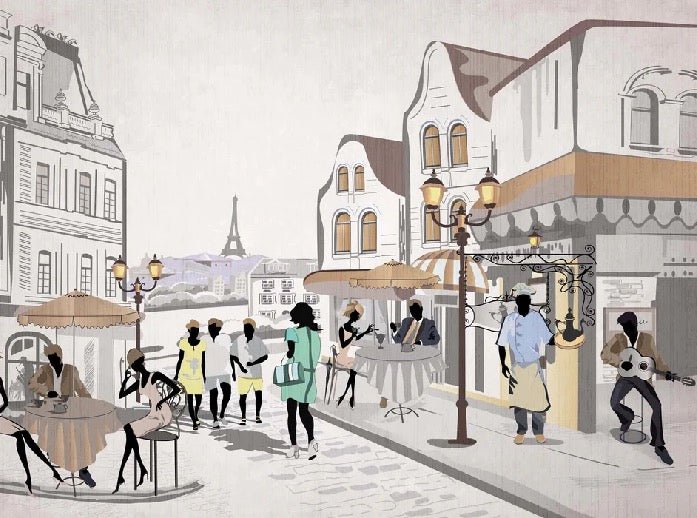 Papel pintado francés Paris café en terrasse