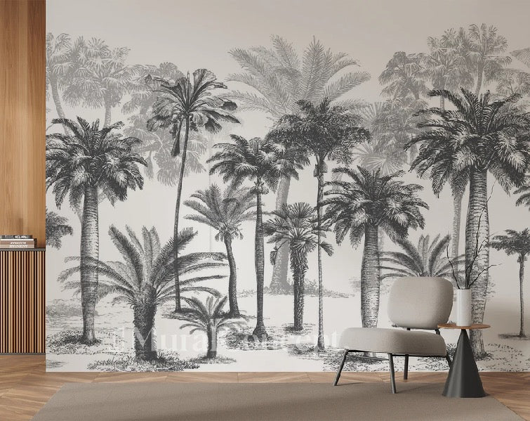 Papel pintado Jungla en blanco y negro