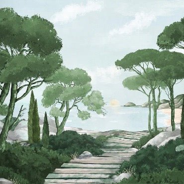 Paseo por el verde papel pintado de los arroyos