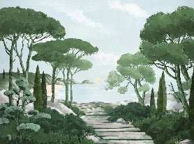 Camina por los arroyos de papel pintado de verde