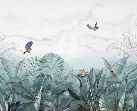 Papel pintado Selva de mármol azul