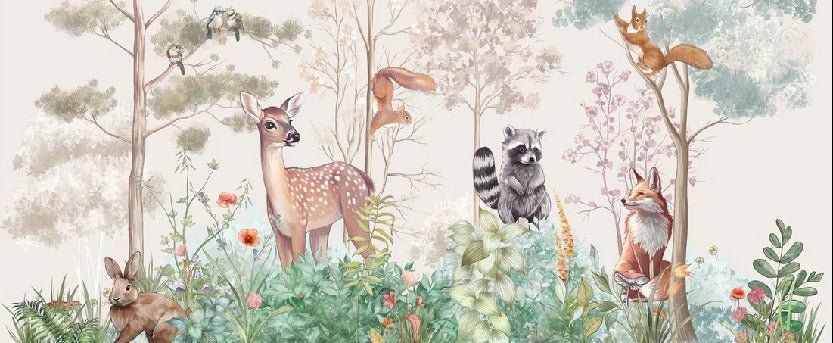 Papel pintado para habitación infantil «Naturaleza mágica» beige