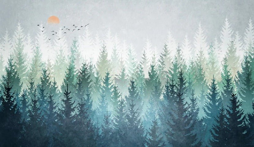 Papier peint forêt canadienne abstrait, XXL, tendance