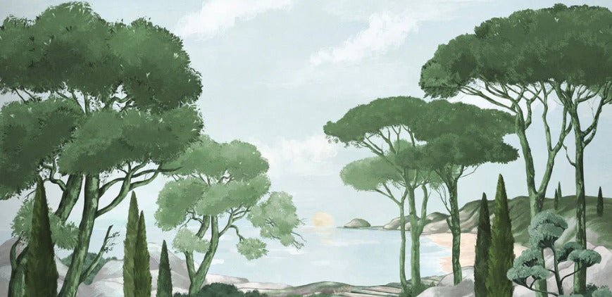 Camina por los arroyos de papel pintado de verde