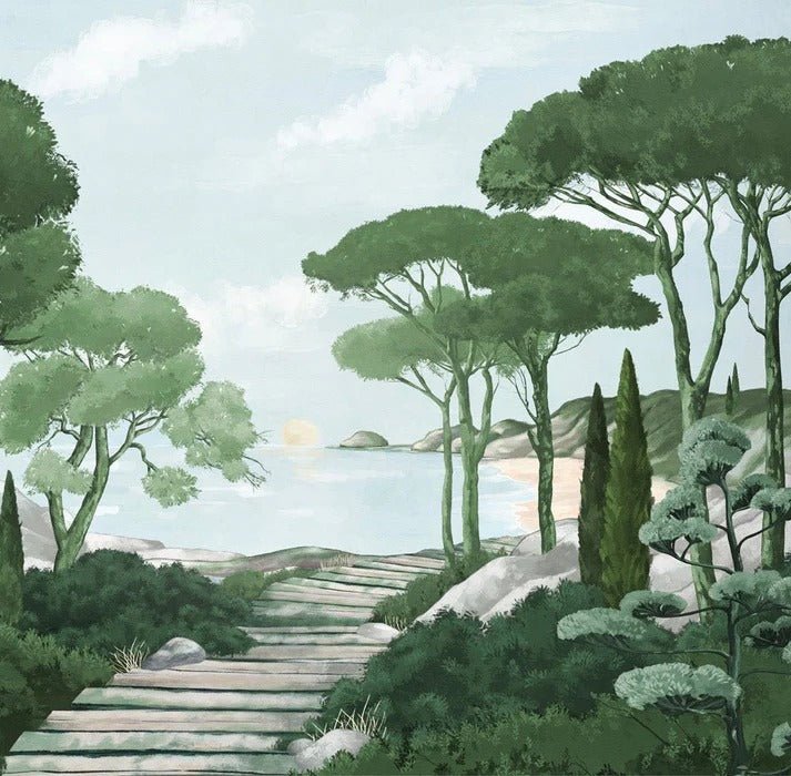 Paseo por el verde papel pintado de los arroyos