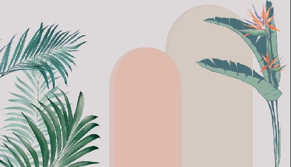 Papel pintado dormitorio arcos vegetales