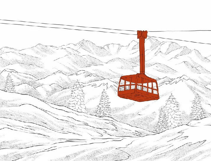Papel pintado teleférico rojo de La Plagne