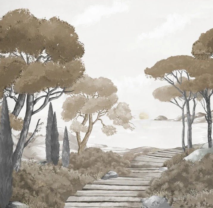 Papel pintado paseo por las calas marrón