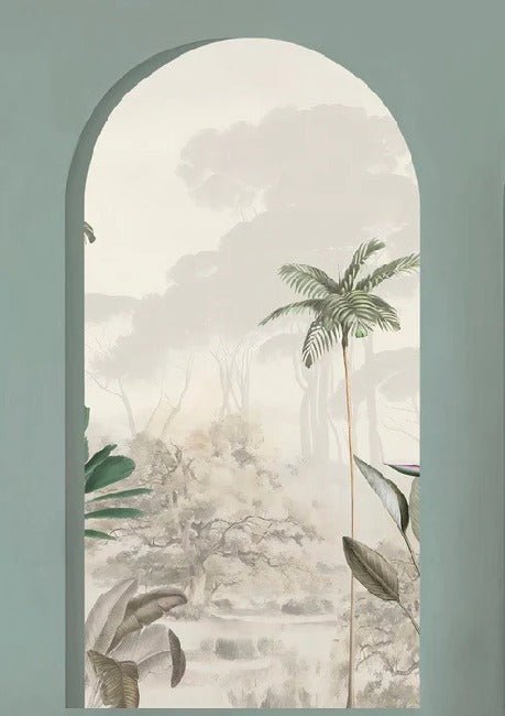 Papier peint arches luxuriantes vert, XXL, tendance