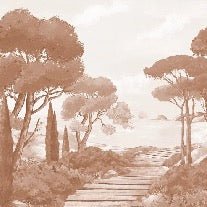 Papel pintado paseo por los arroyos terracota