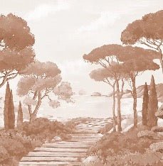 Papel pintado paseo por los arroyos terracota