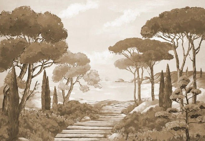 Papel pintado Paseo por los arroyos monocromo