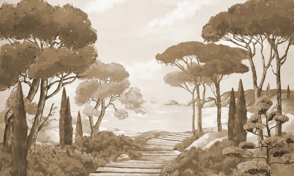 Papel pintado monocromo Paseo por los arroyos