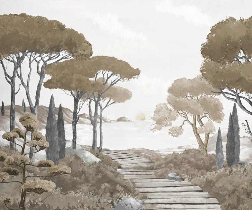 Paseo por los arroyos papel pintado marrón