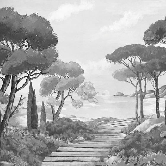 Papel pintado Walk in the creeks, blanco y negro