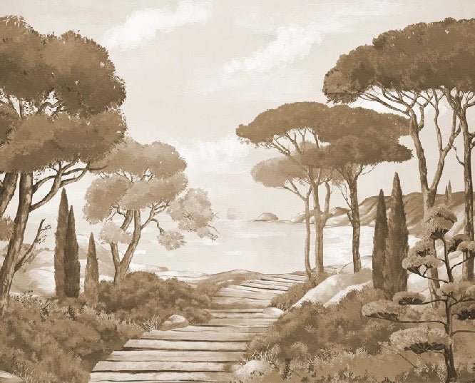 Papel pintado Paseo por los arroyos monocromo