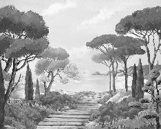 Papel pintado Walk in the creeks, blanco y negro