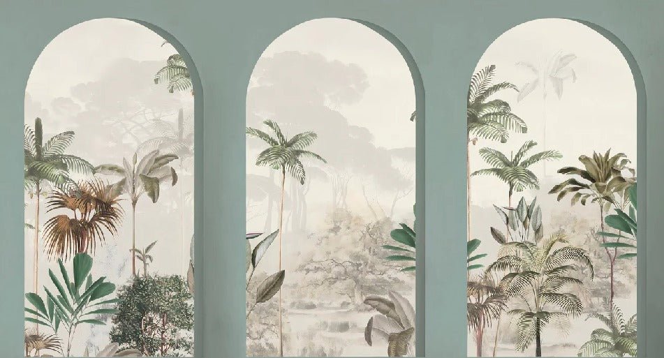 Papier peint arches luxuriantes vert, XXL, tendance