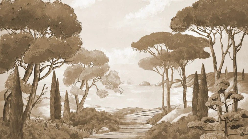 Papel pintado monocromo Paseo por los arroyos