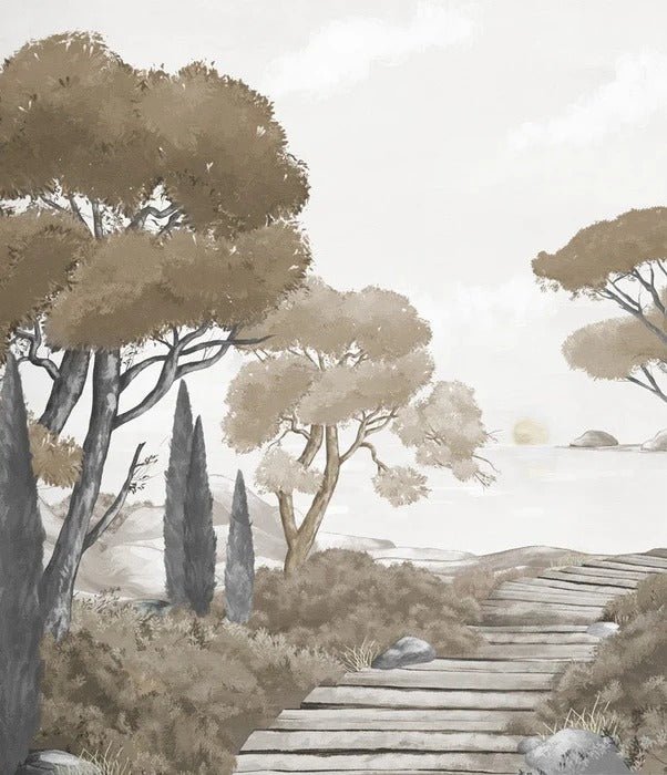 Papel pintado paseo por las calas marrón