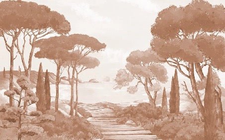 Papel pintado «Paseo por las calas» terracota