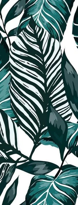 Papel pintado no tejido de hojas azul pavo real