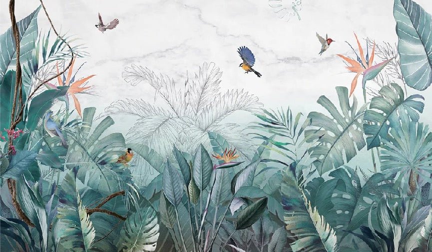 Papel pintado Selva de mármol azul