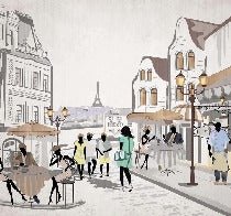 Papel pintado francés Paris café en terrasse