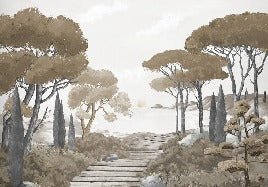 Paseo por los arroyos papel pintado marrón