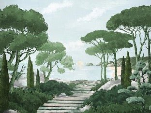 Camina por los arroyos de papel pintado de verde