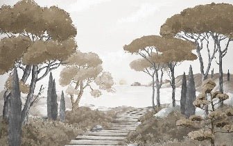 Paseo por los arroyos papel pintado marrón