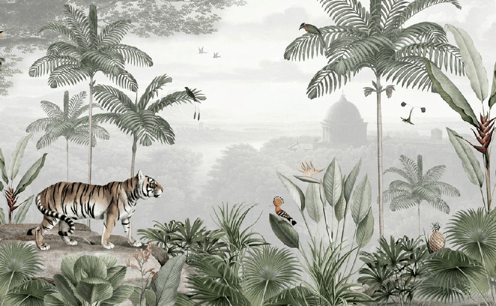 Papel Pintado Mapamundi Francés Infantil Gris - H260cm x L322cm - Material Preencolado