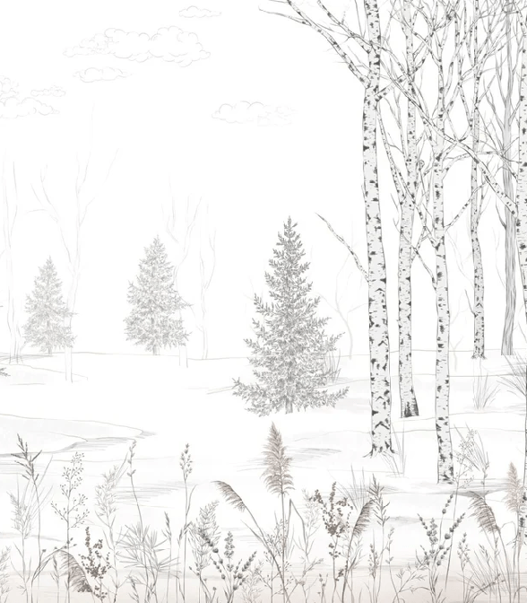 Papel pintado panorámico Douceur des Bois - 250 cm de alto x 219 cm de ancho - Material Softouch