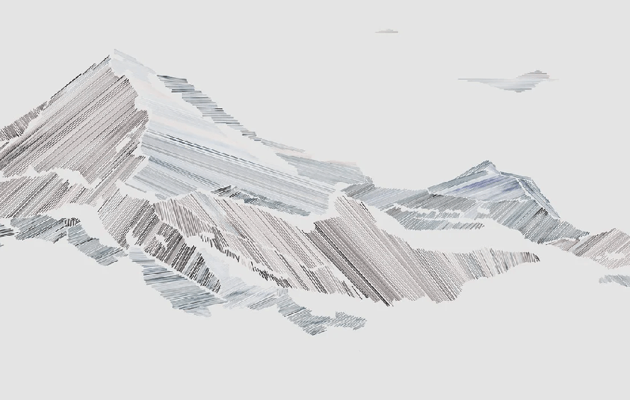 Papel pintado panorámico Montaña Estilo gráfico - H260 cm x L410 cm - Material Softouch