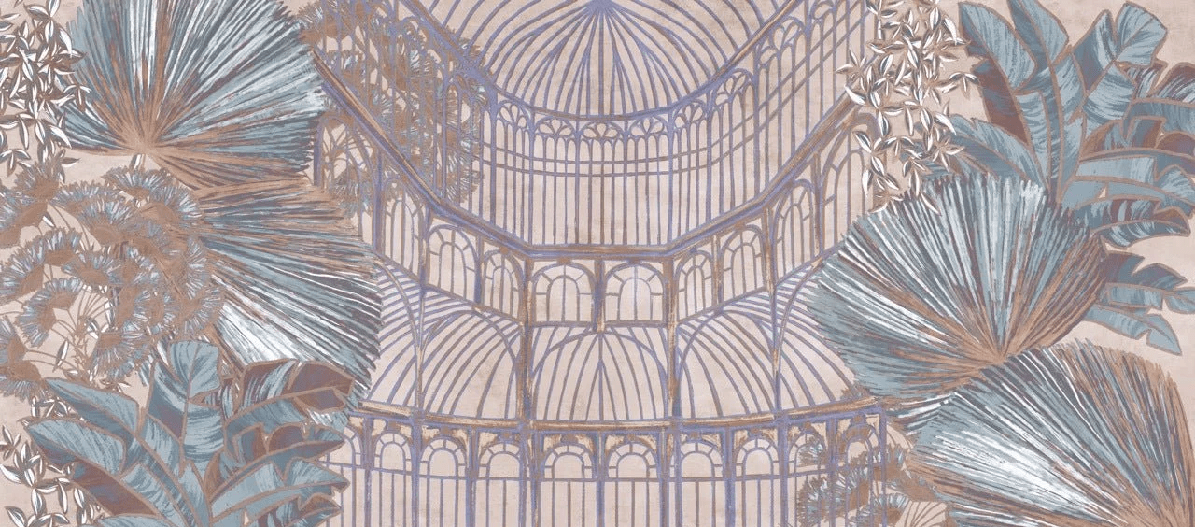 Papel pintado con diseño vegetal - 225 cm x 510 cm - Material Softouch