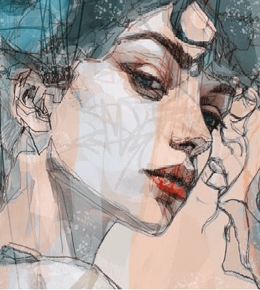Papel pintado Visage Féminin Blue Rose - 200 cm x 180 cm - Material preencolado