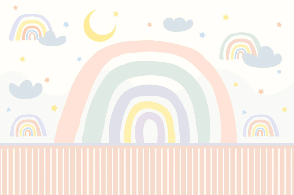 Papel pintado para habitación infantil arcoíris - 252 cm x 380 cm - Material Softouch