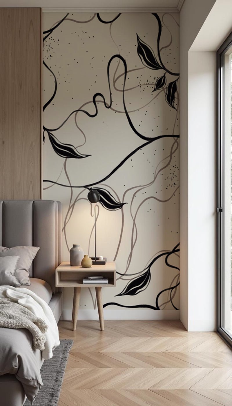 Papel pintado vegetal - Líneas greige