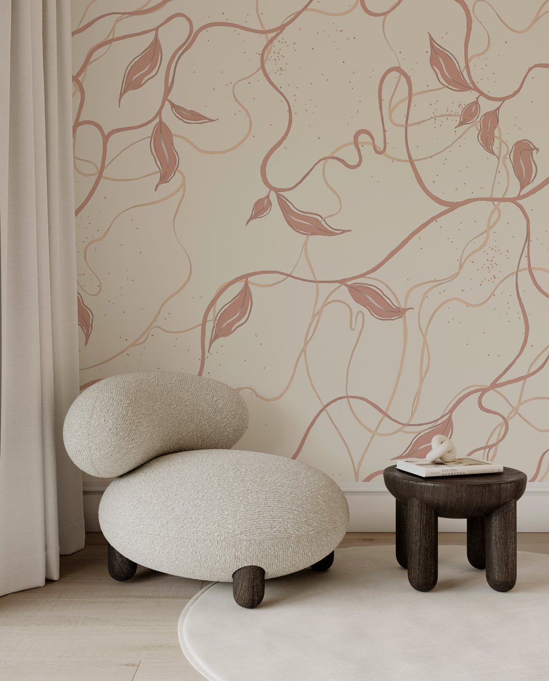 Papel pintado vegetal - Líneas jazmín