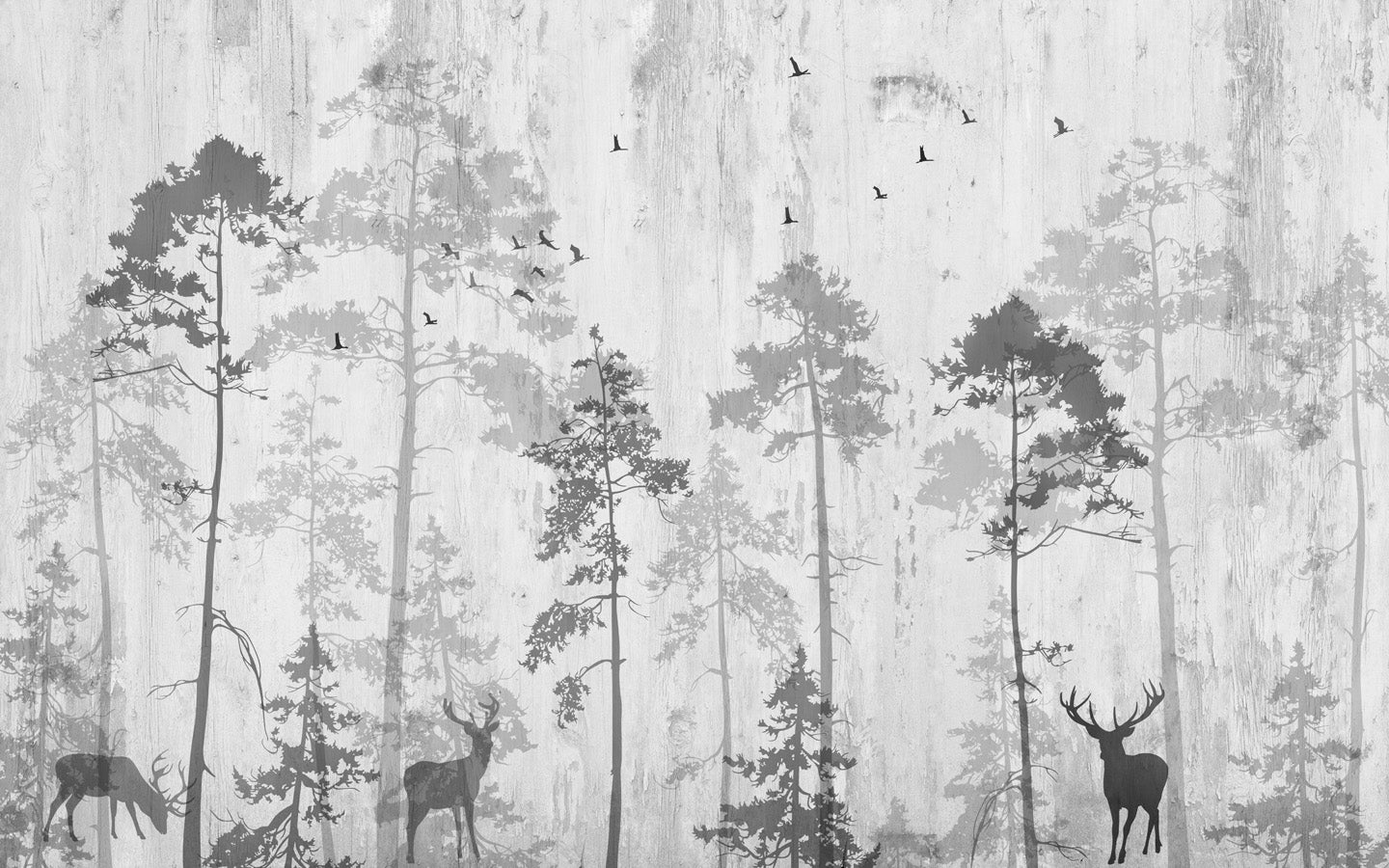 Papier peint bistrot forêt nostalgique, mural concept, tendance