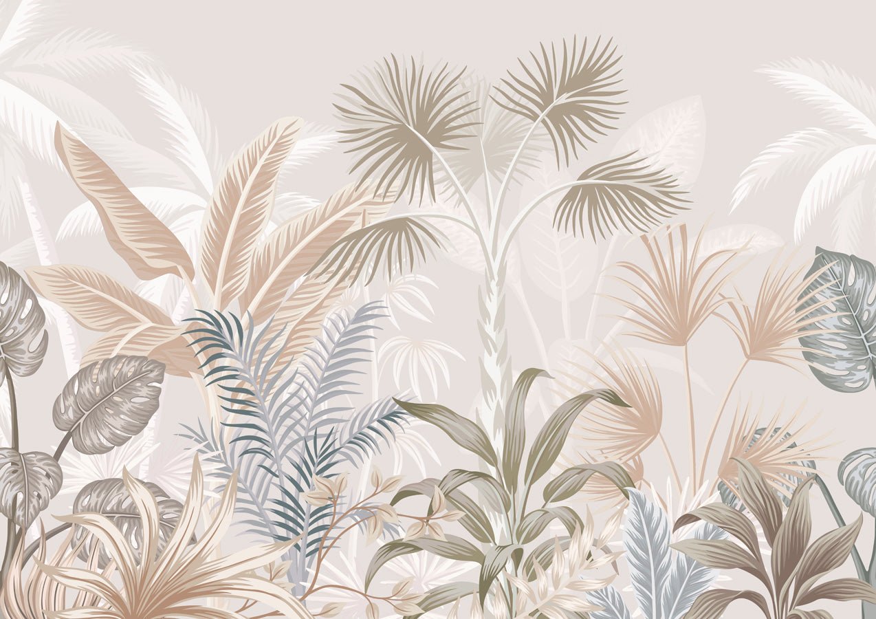 Papier peint salle de bain jungle terracotta, mural concept, tendance