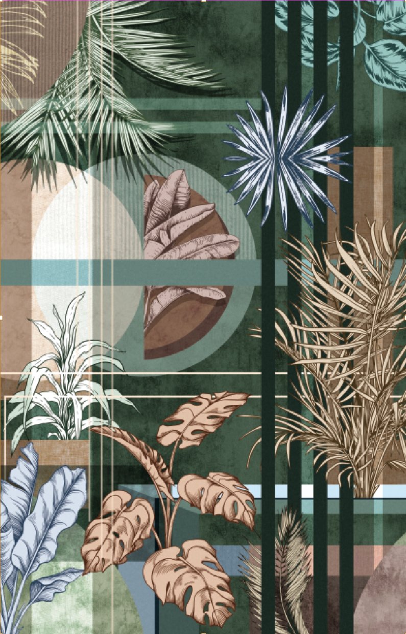 Papel pintado para baño Geometric palms L232cm x H365cm